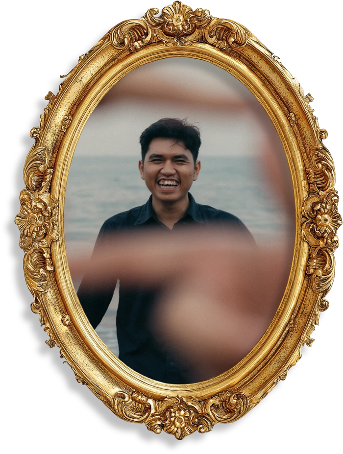 Portrait of Bastian Lumbantoruan in a gold oval frame